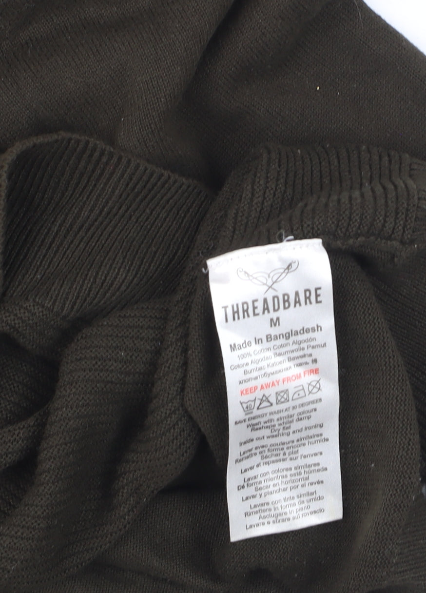Threadbare Men's Green 1/4 Zip Cotton Jumper Size M