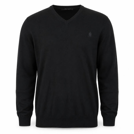 French Connection Men's Black Cotton V-Neck Jumper M