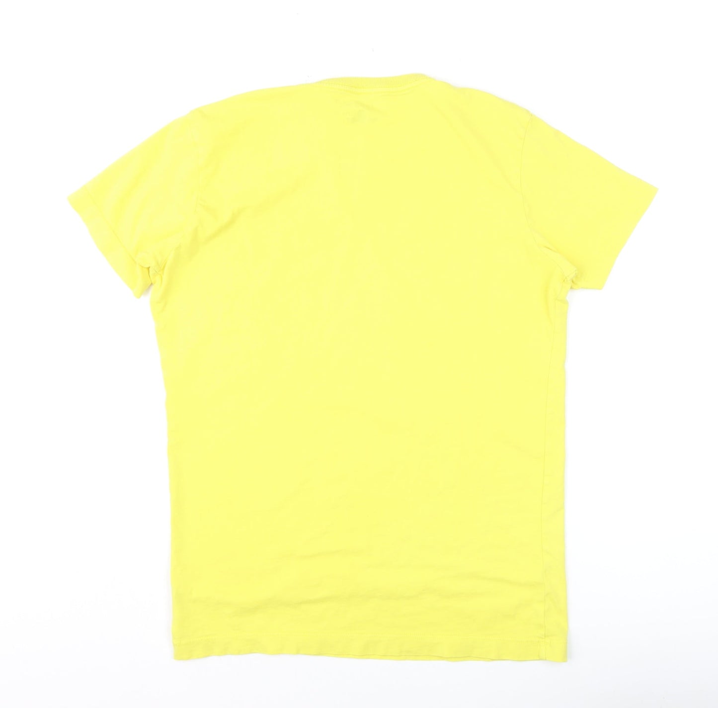 Diesel Men's Yellow Graphic Print Crew Neck Cotton T-Shirt M