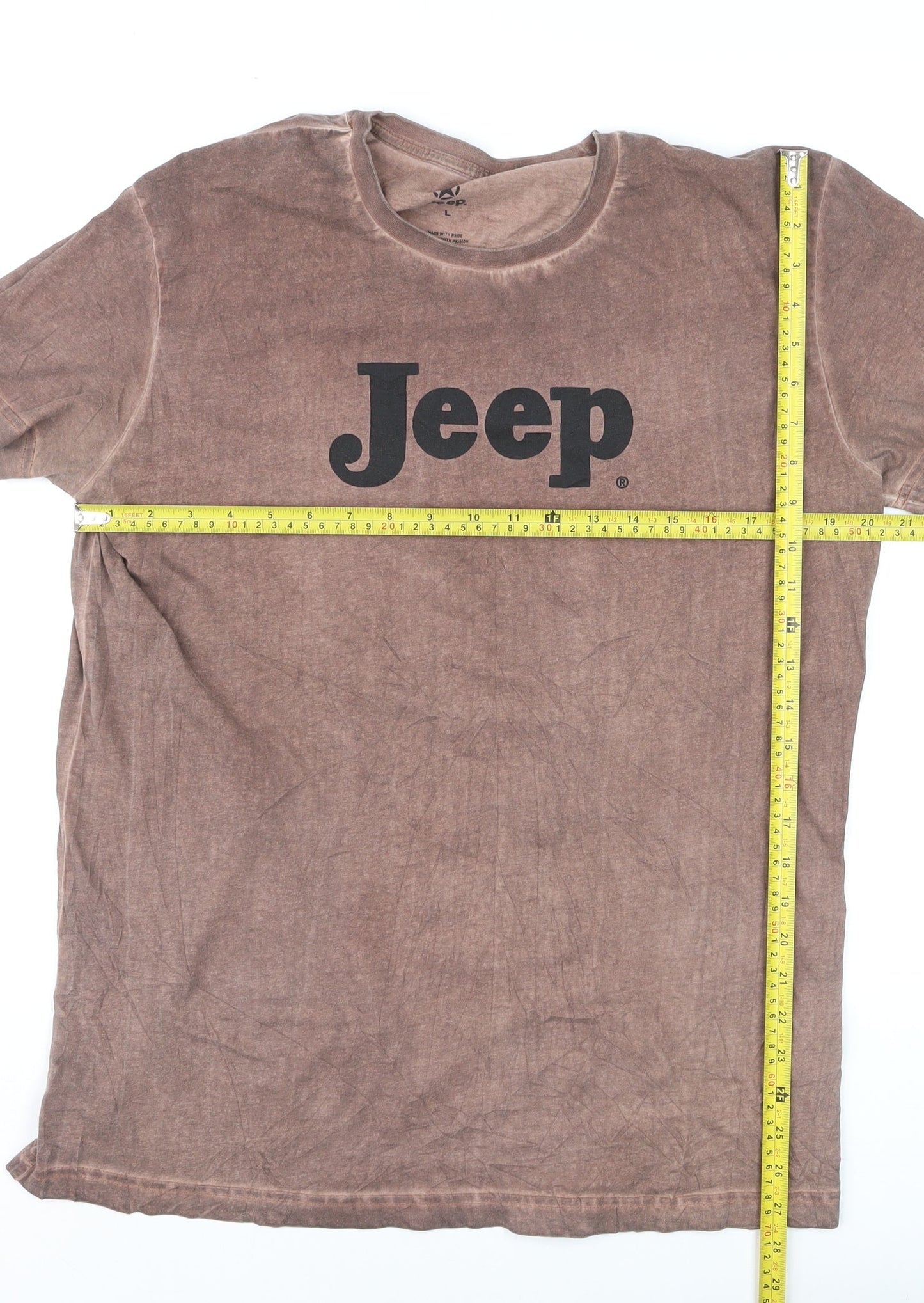 Jeep Men's Brown Cotton Crew Neck Short Sleeve T-Shirt Size L