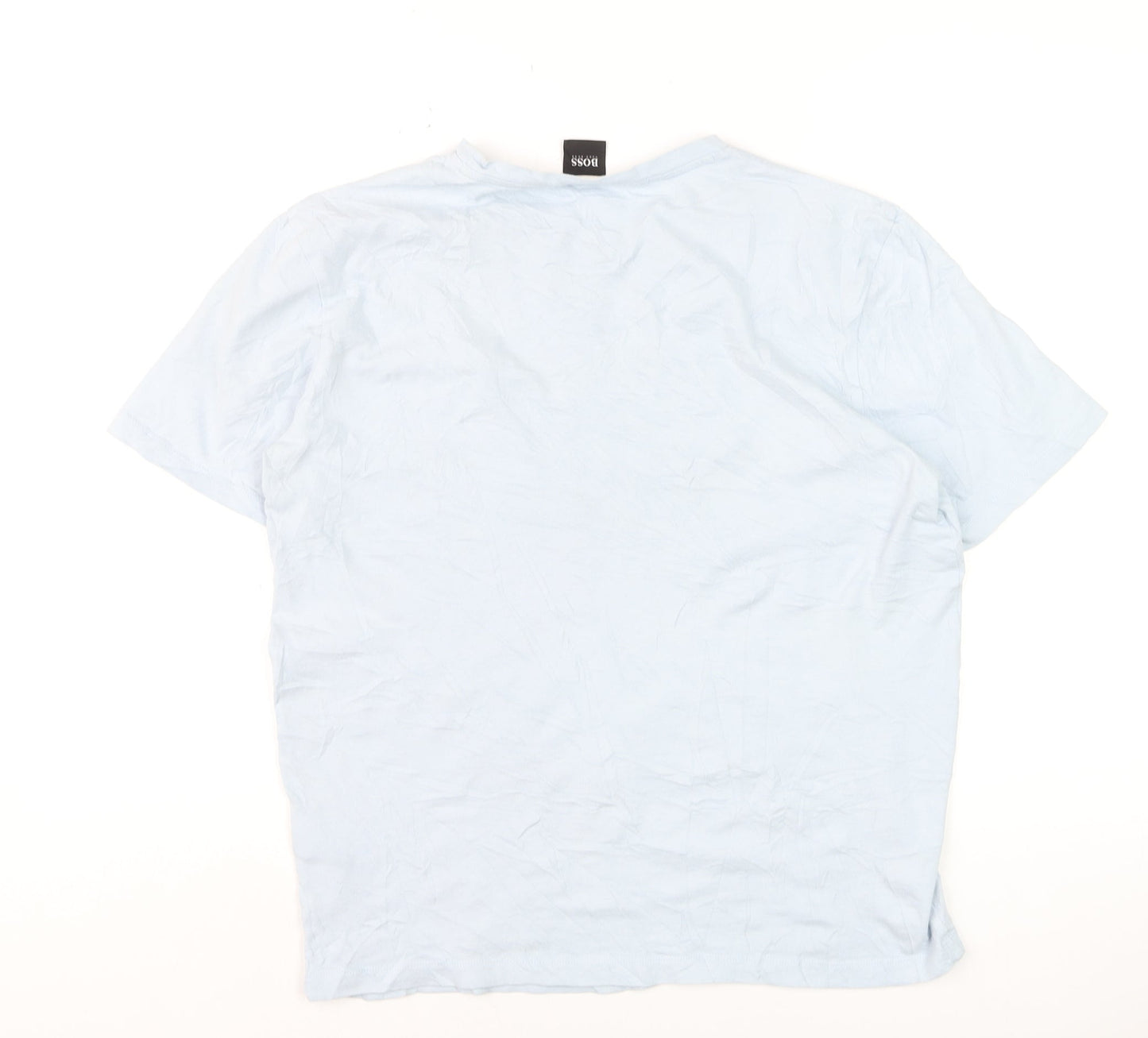 Hugo Boss Men's Light Blue Crew Neck Regular Fit Cotton T-Shirt M