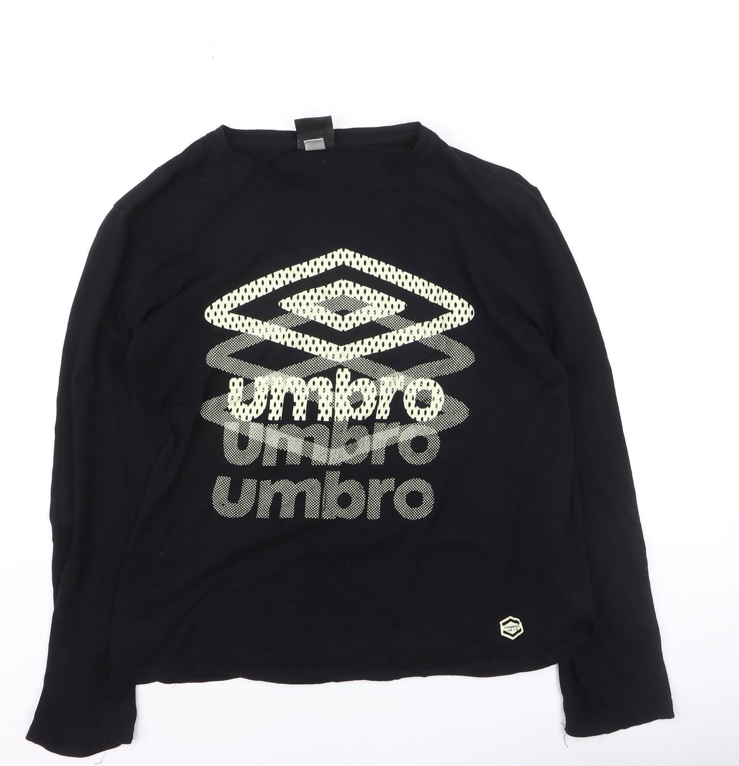 Umbro Mens Black Long Sleeve Cotton Graphic Sports Top Size M