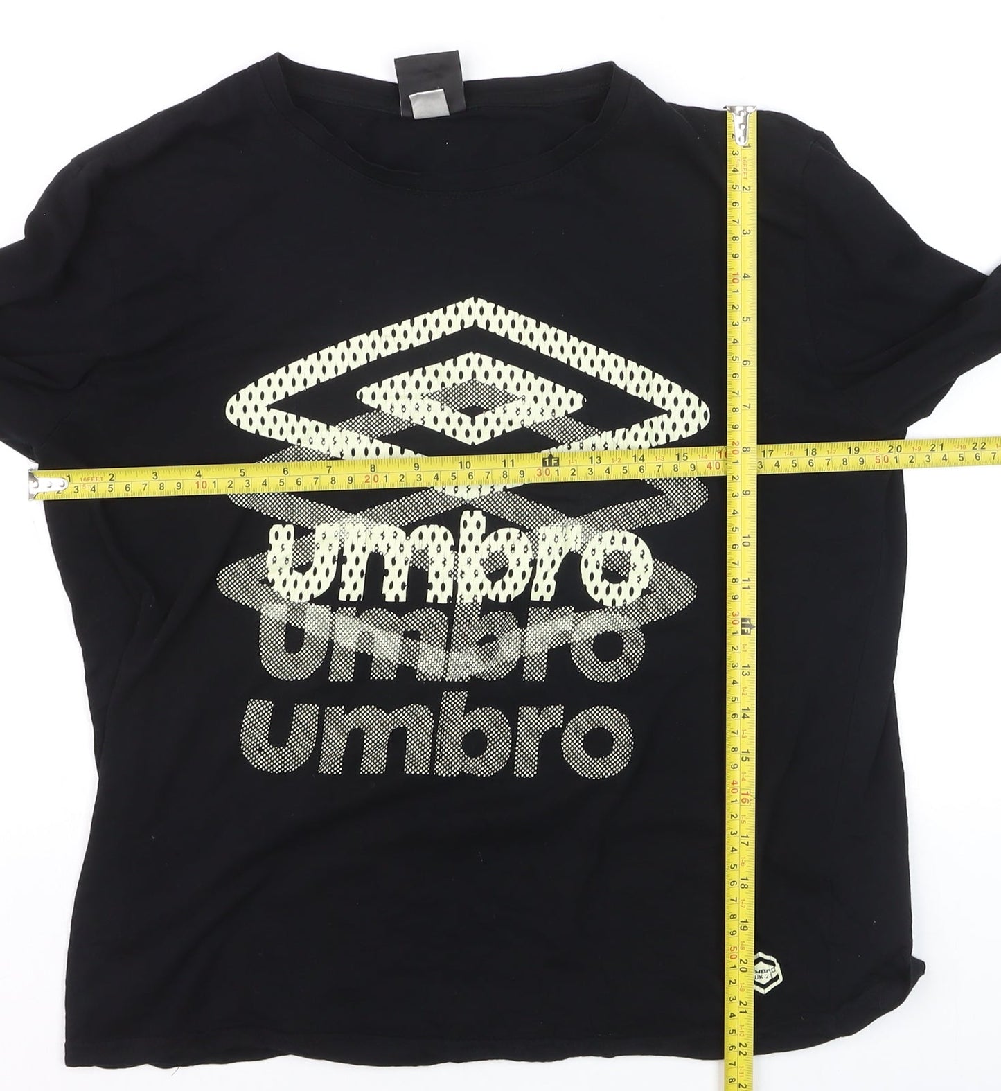 Umbro Mens Black Long Sleeve Cotton Graphic Sports Top Size M