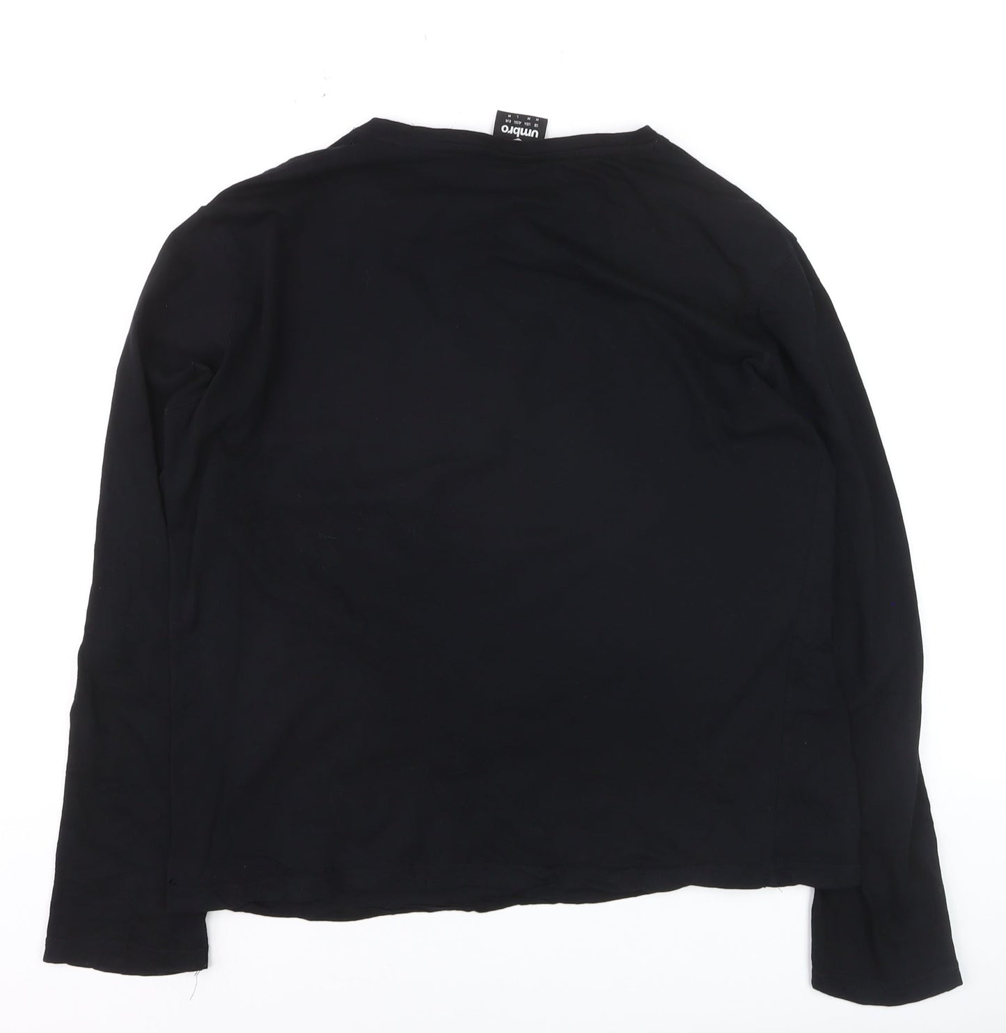Umbro Mens Black Long Sleeve Cotton Graphic Sports Top Size M