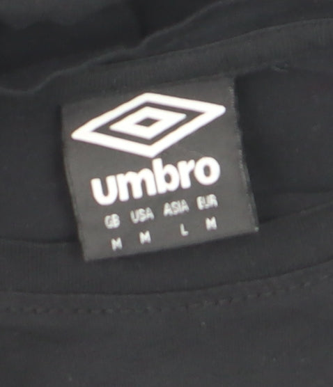 Umbro Mens Black Long Sleeve Cotton Graphic Sports Top Size M
