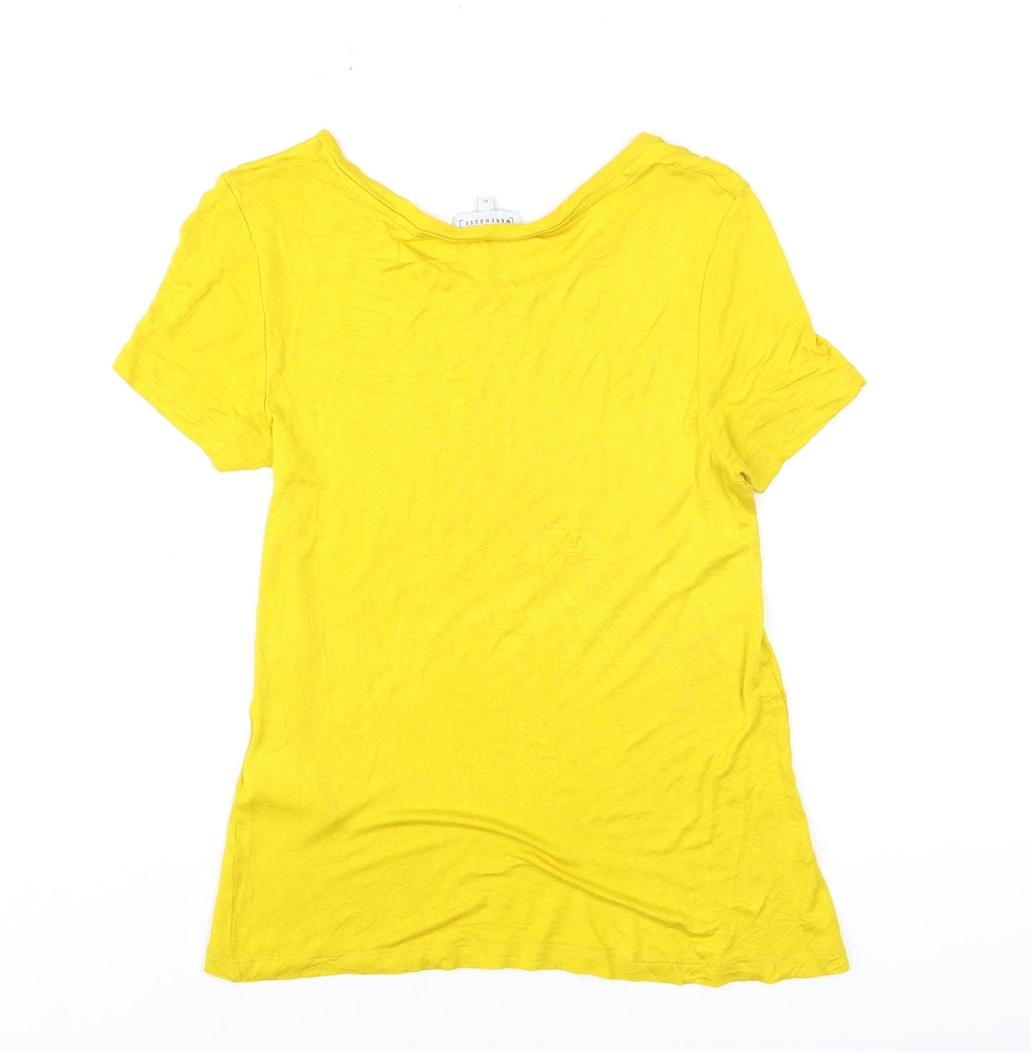 Warehouse Women's Yellow Short Sleeve Basic Viscose T-Shirt Size 10