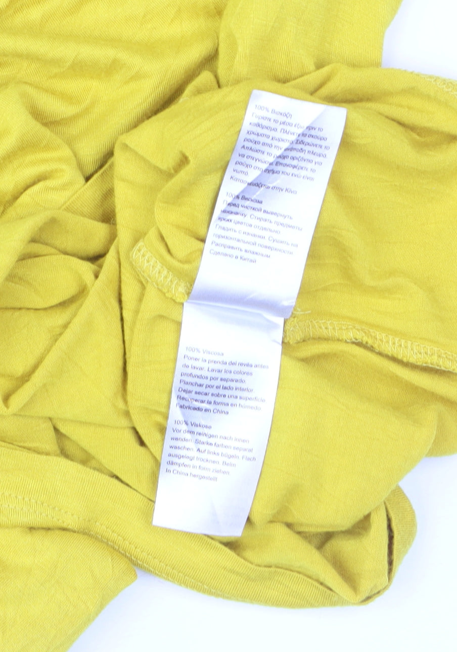 Warehouse Women's Yellow Short Sleeve Basic Viscose T-Shirt Size 10