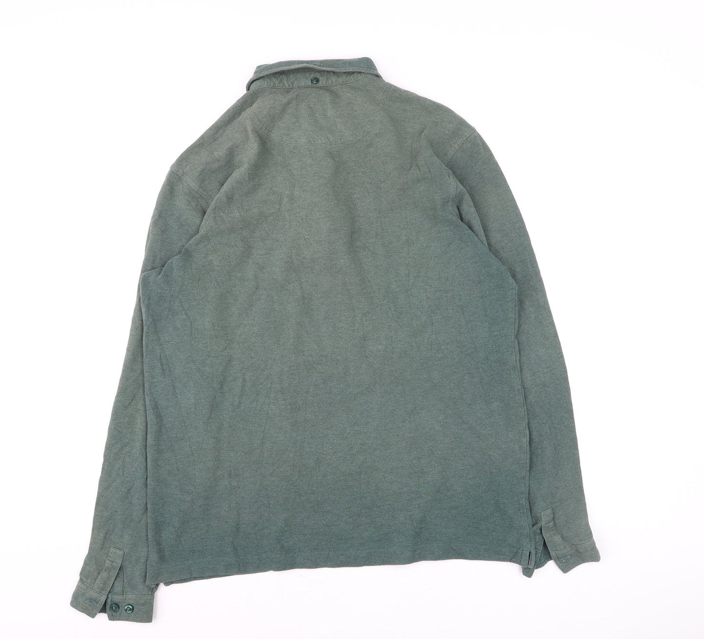 Farah Men's Green Long Sleeve Cotton Polo Shirt Size L