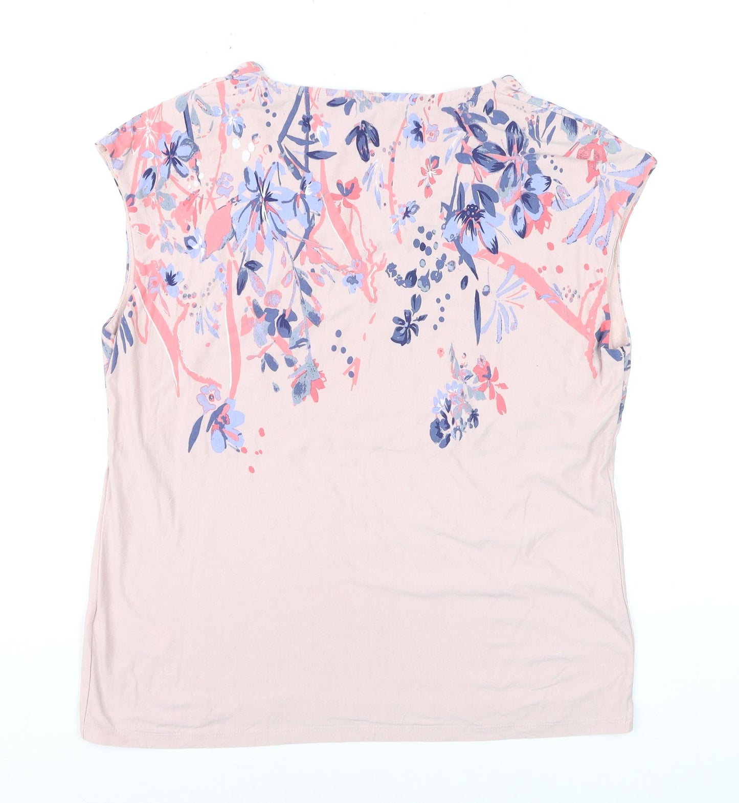Marks and Spencer Per Una Womens Pink Floral V-Neck Sleeveless T-Shirt Size 12