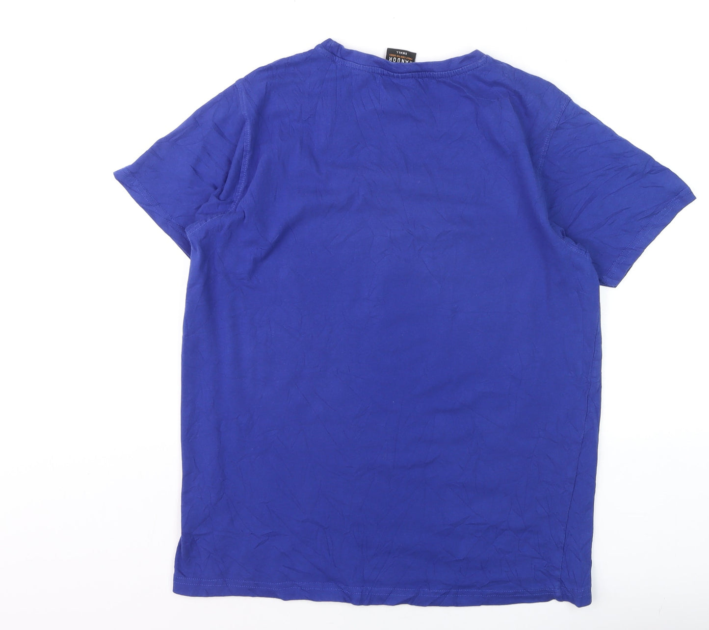 Kandor Men's Blue Cotton Crew Neck Short Sleeve T-Shirt Small