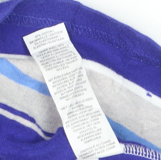 Dash Women Blue Striped Pullover Jumper Size 12 Cotton Blend