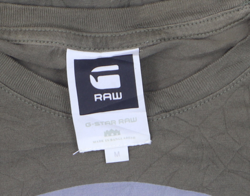 G-Star Raw Men's Green Cotton Graphic Logo T-Shirt Size M