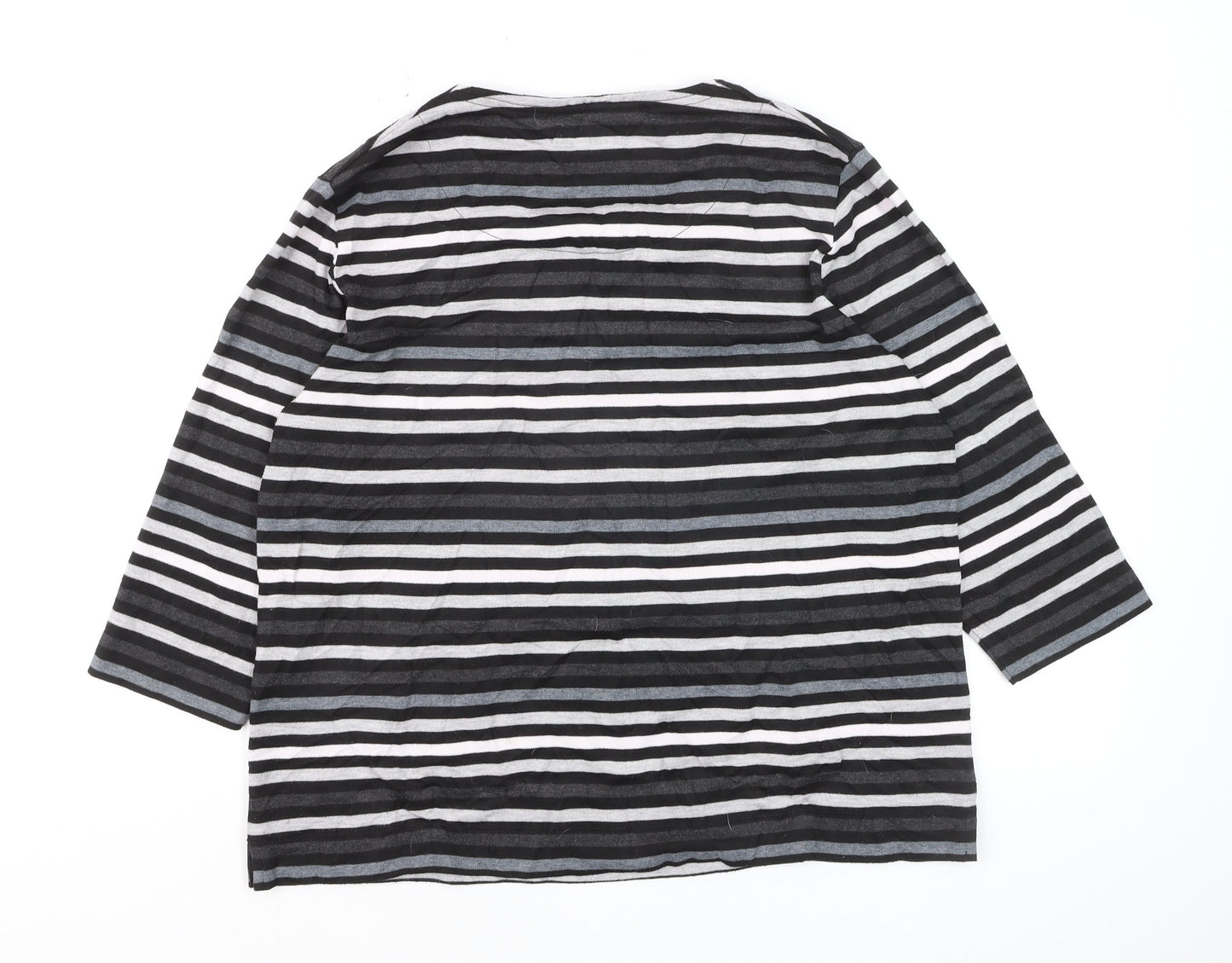TIGI Women's Black Striped 3/4 Sleeve Jersey T-Shirt Size 18