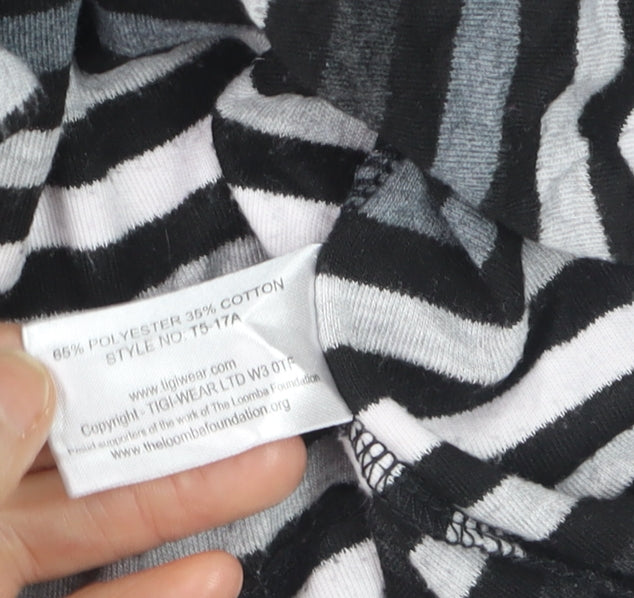 TIGI Women's Black Striped 3/4 Sleeve Jersey T-Shirt Size 18