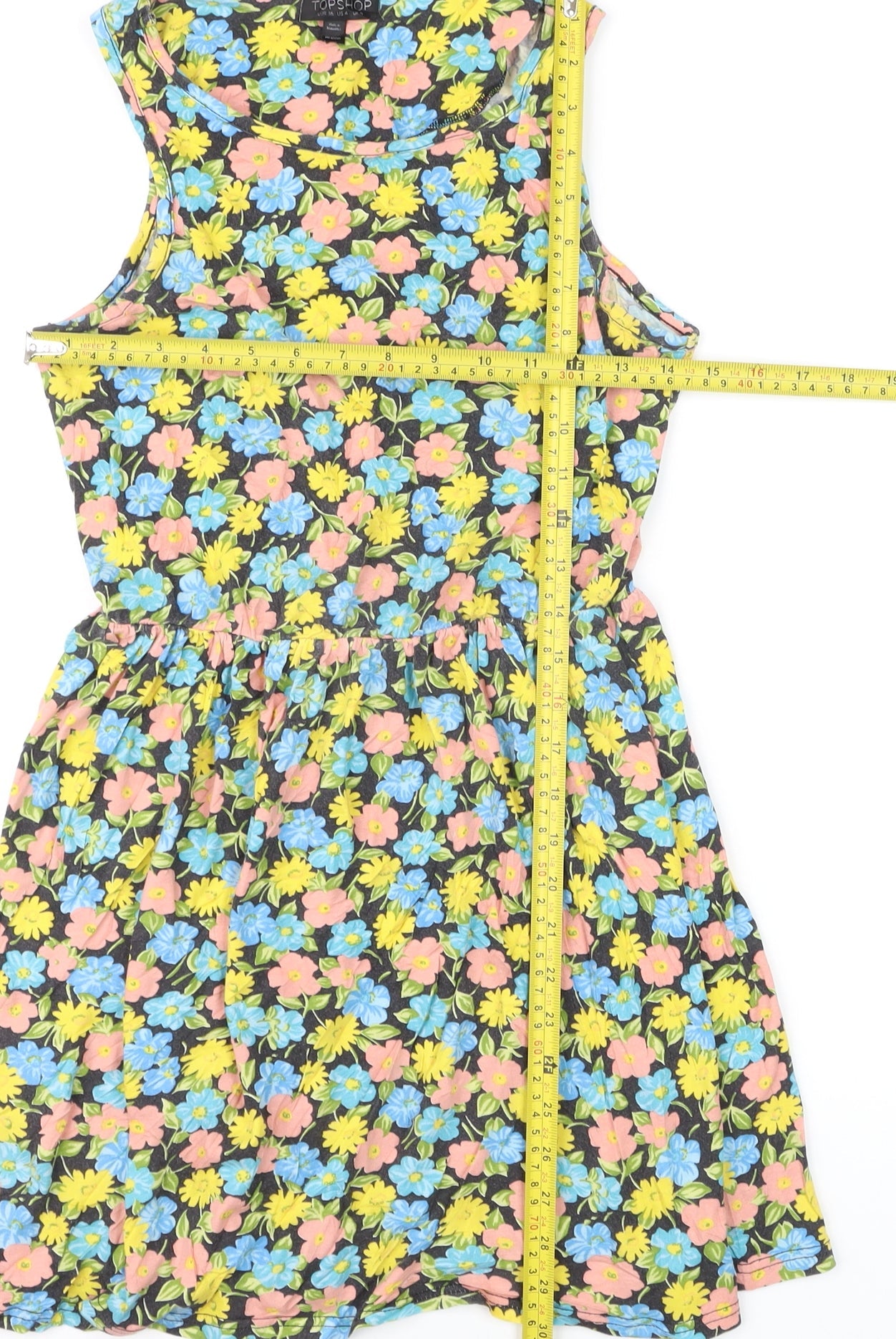 Topshop Womens Multicoloured Floral Cotton Tank Dress Size 8