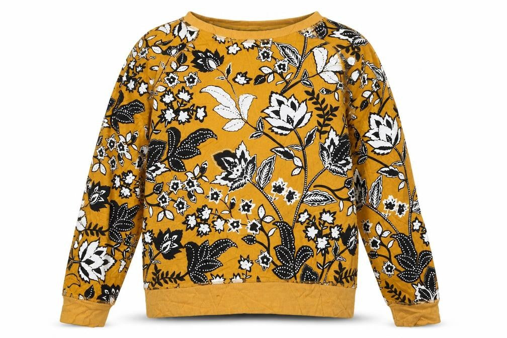 Next Womens Yellow Floral Cotton Pullover Jumper M