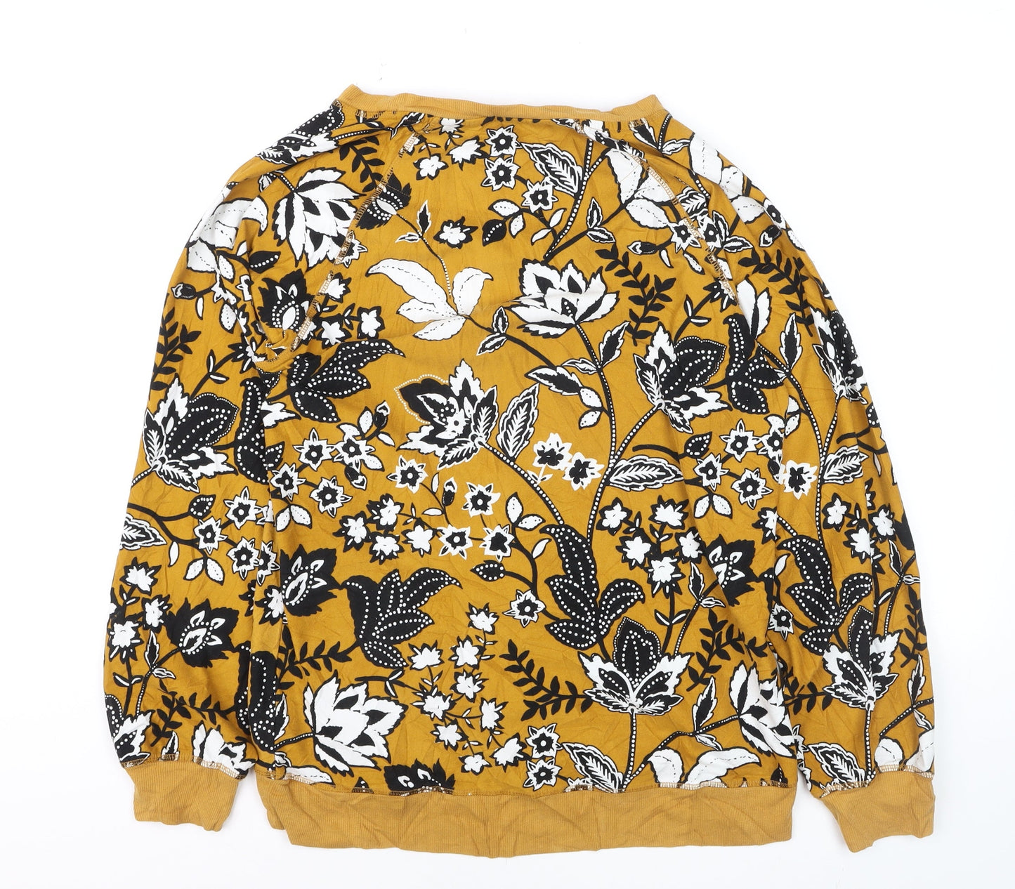 Next Womens Yellow Floral Cotton Pullover Jumper M