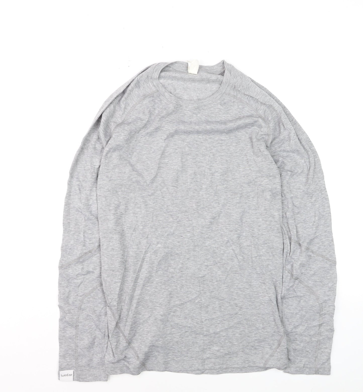 Oxylane Men's Grey Long Sleeve Polyester Top XL Regular Fit