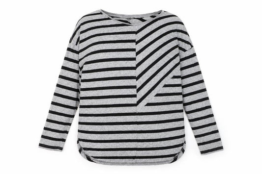 Warehouse Women’s Grey Striped Long Sleeve Pullover Jumper Size 10