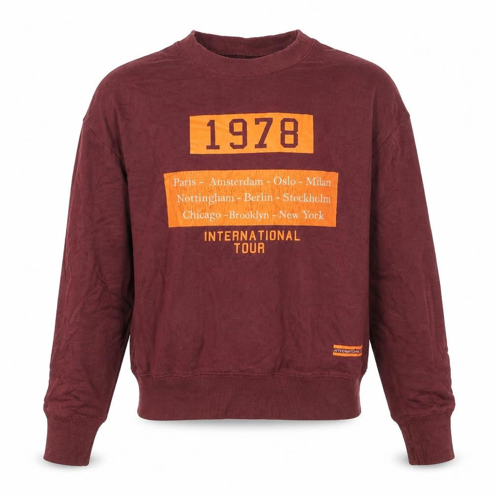 Pull & Bear Men's Red XS Crew Neck Graphic Pullover Jumper