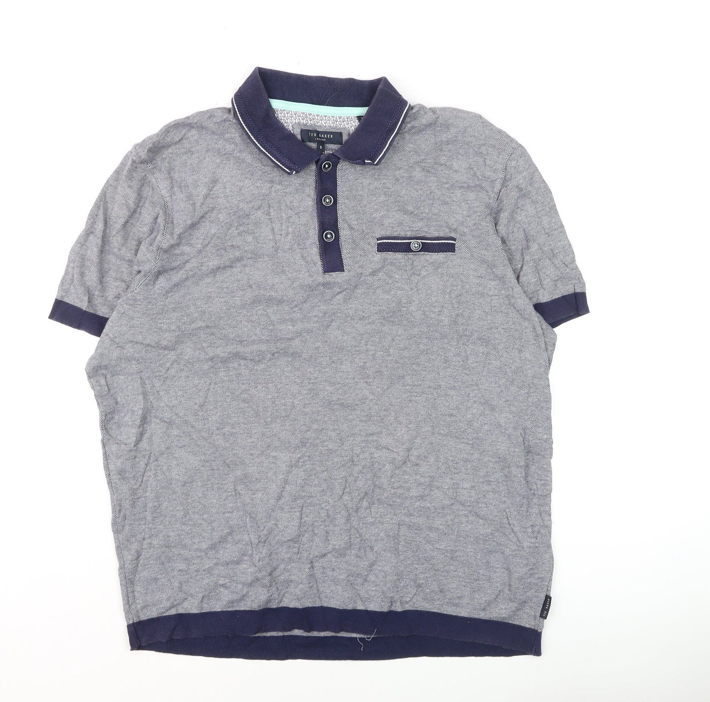 Ted Baker Men’s Grey Cotton Short Sleeve Polo Shirt Size L