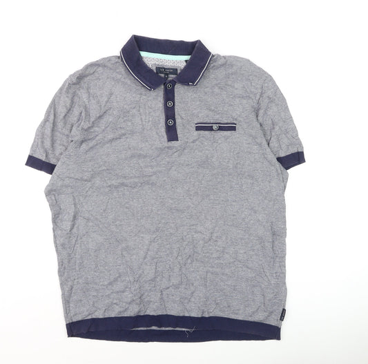 Ted Baker Men’s Grey Cotton Short Sleeve Polo Shirt Size L