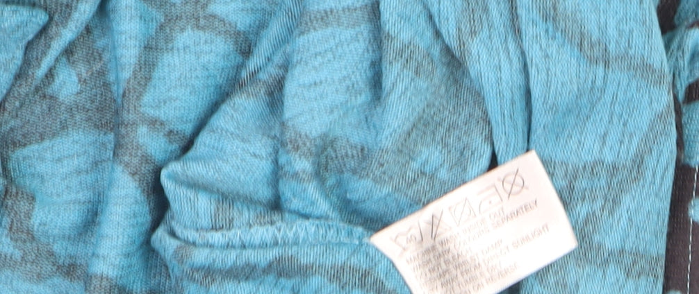 TIGI Womens Blue Floral Cowl Neck 3/4 Sleeve Pullover Jumper Size M