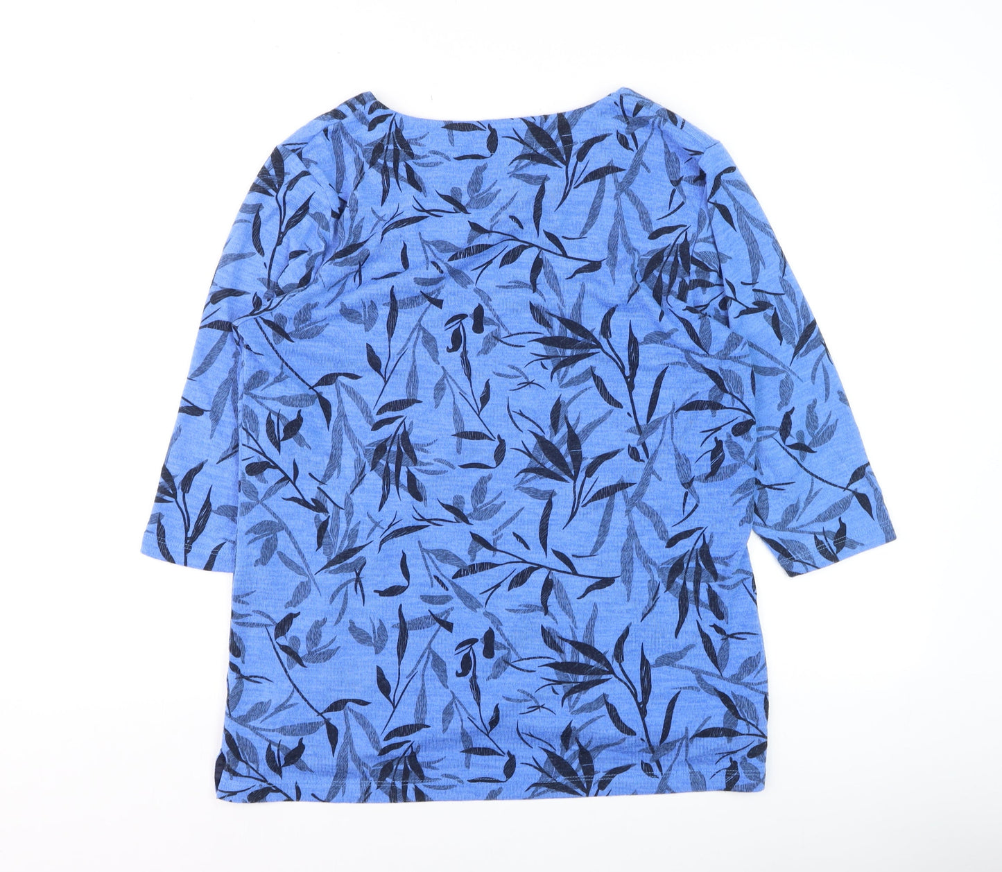 TIGI Women Blue Leaf Print 3/4 Sleeve Pullover Jumper Size 10/12