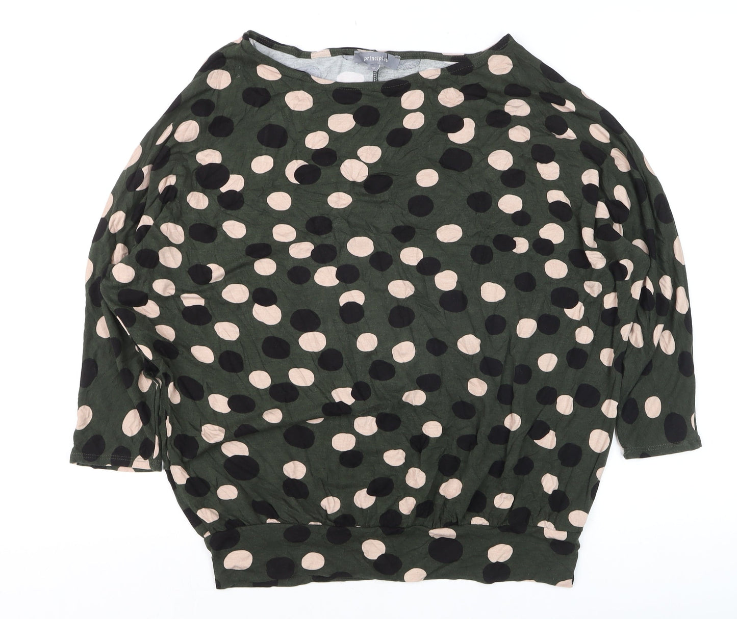 Principles Women’s Green Polka Dot 3/4 Sleeve Pullover Jumper Size 10