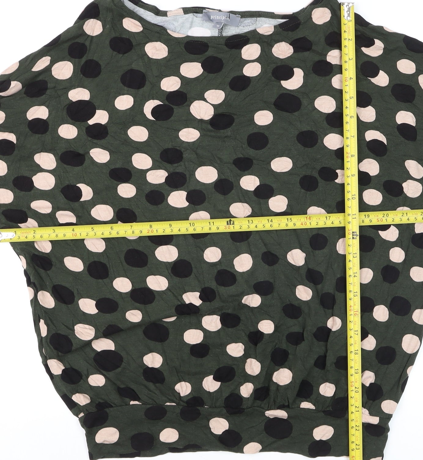 Principles Women’s Green Polka Dot 3/4 Sleeve Pullover Jumper Size 10