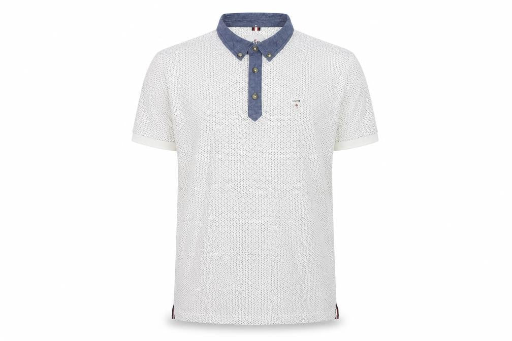 Soviet Men’s White Polka Dot Polo Shirt XL Button-Down Collar