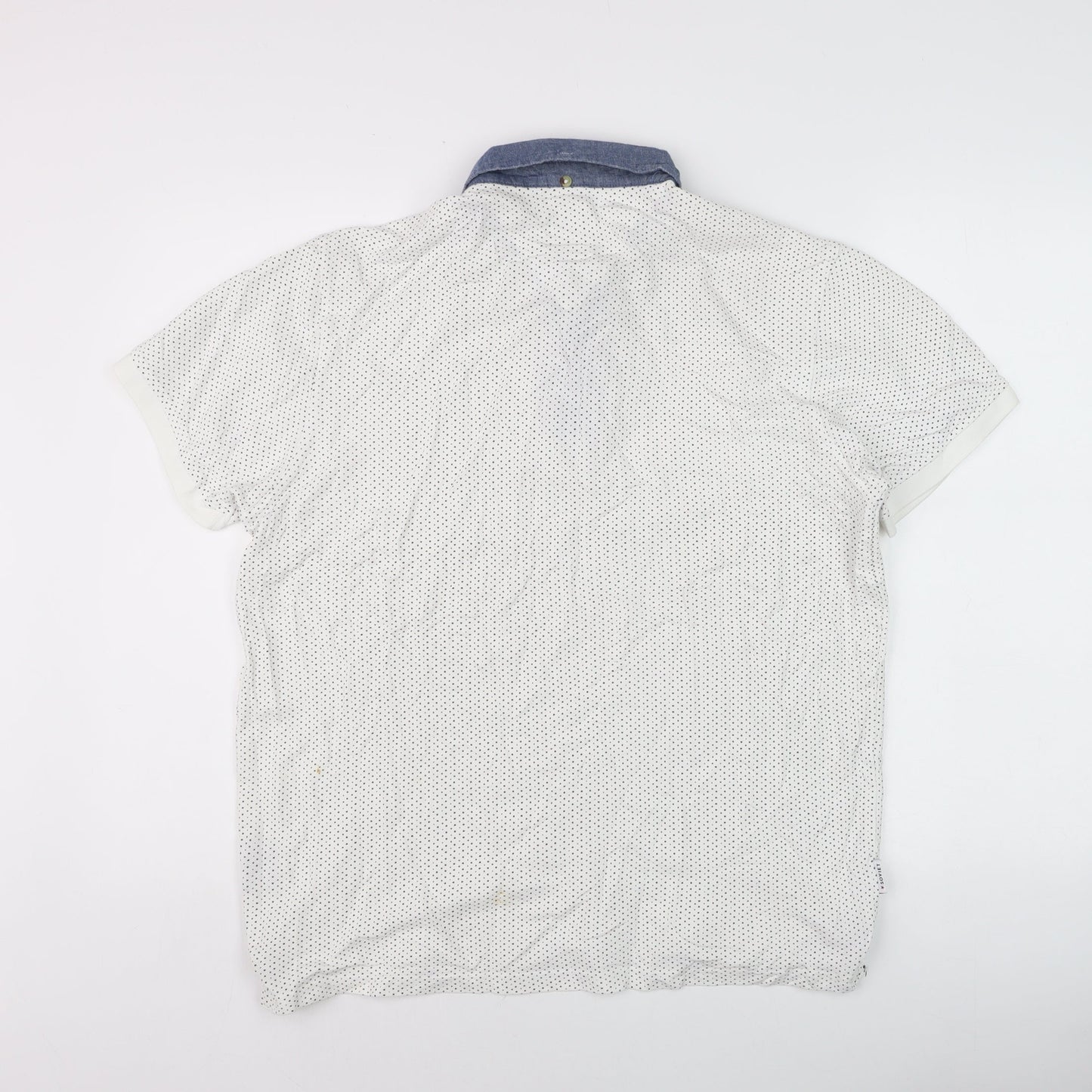 Soviet Men’s White Polka Dot Polo Shirt XL Button-Down Collar