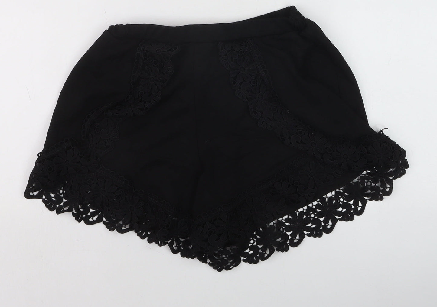 Boohoo Women’s Black Lace Trim Casual Shorts Size 8