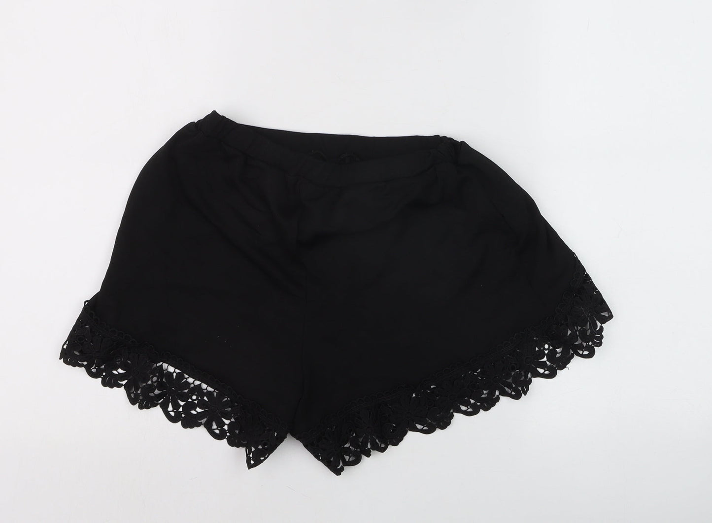Boohoo Women’s Black Lace Trim Casual Shorts Size 8