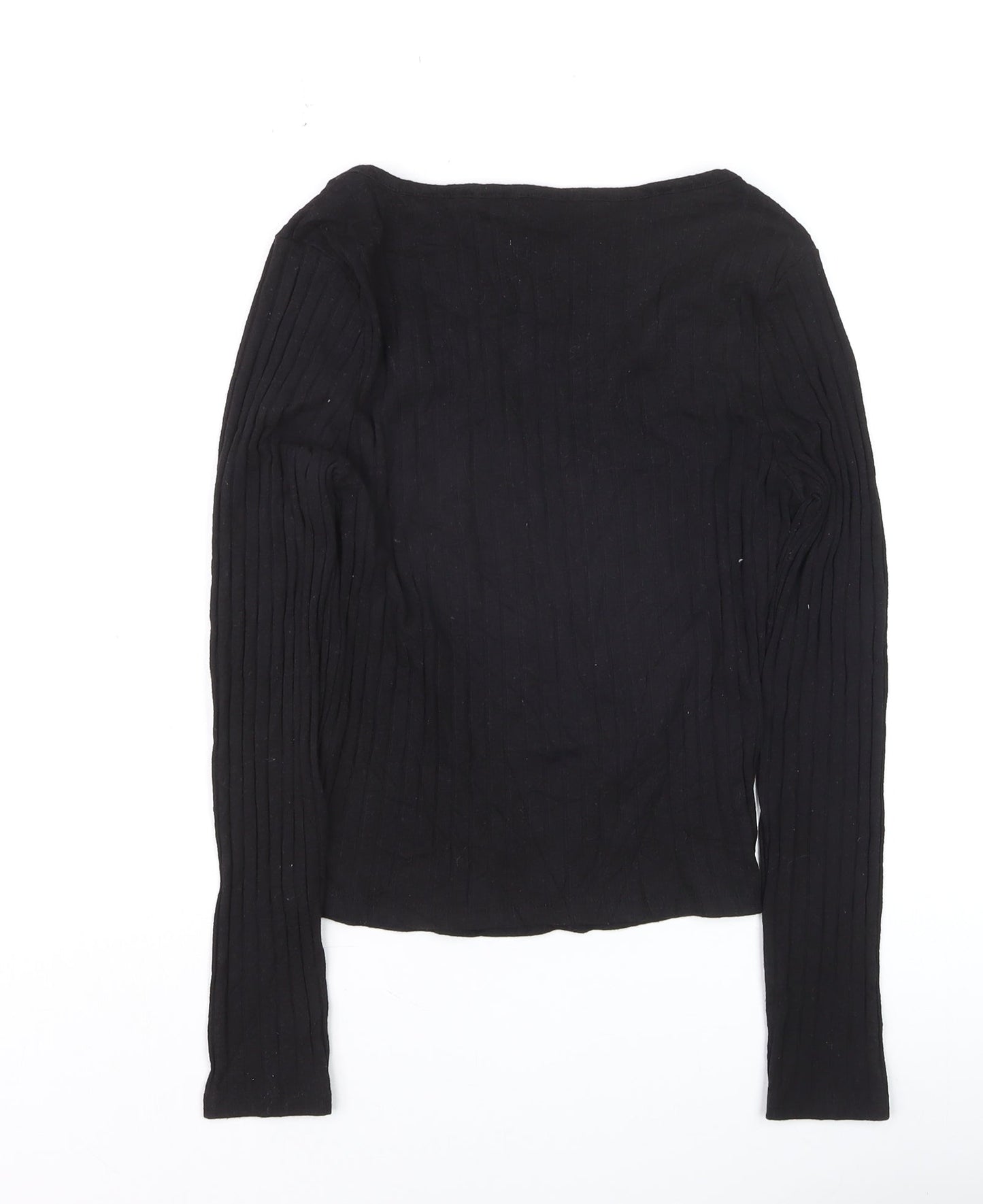 New Look Women's Black Long Sleeve V-Neck Slim Fit Jersey Top Size 12