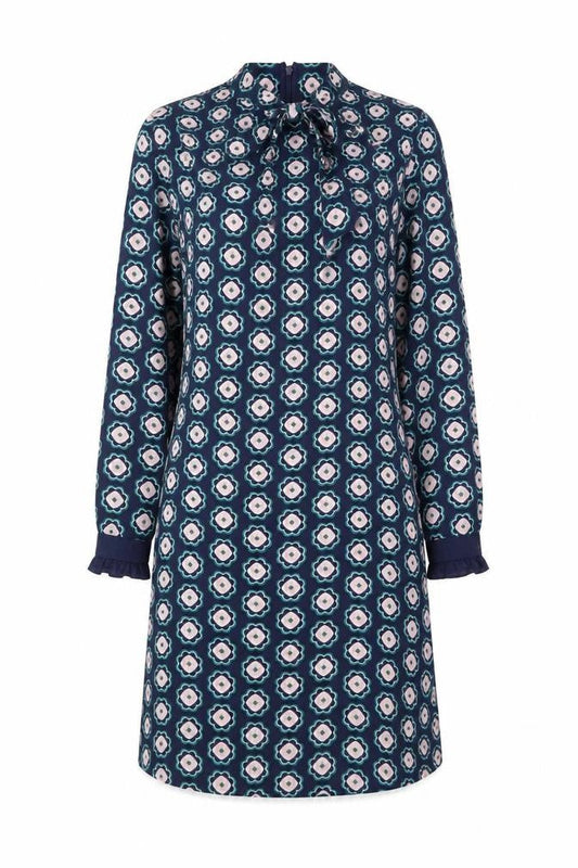 Marks & Spencer Women’s Blue Floral Shift Dress Size 8 Long Sleeve