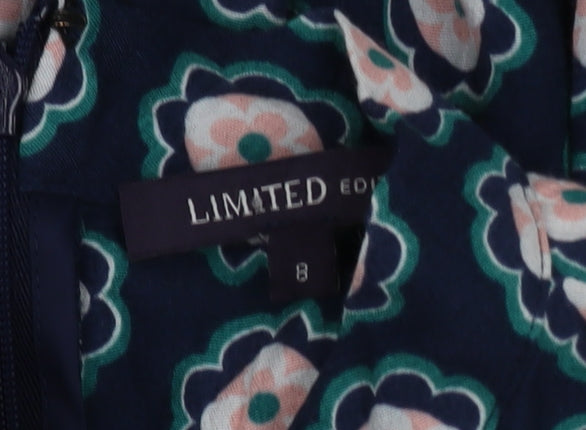 Marks and Spencer Women’s Blue Floral Shift Dress Size 8 Long Sleeve