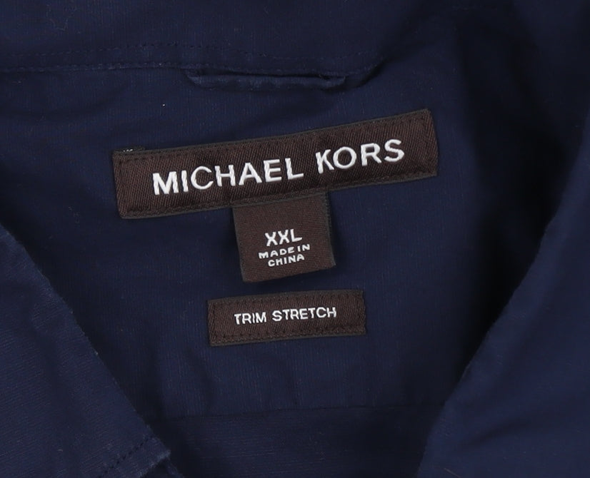 Michael Kors Men's Blue 2XL Slim Fit Cotton Stretch Polo Shirt