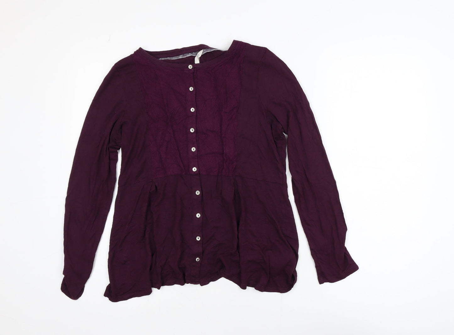 White Stuff Women’s Purple Long Sleeve Button Tunic Blouse Size 12
