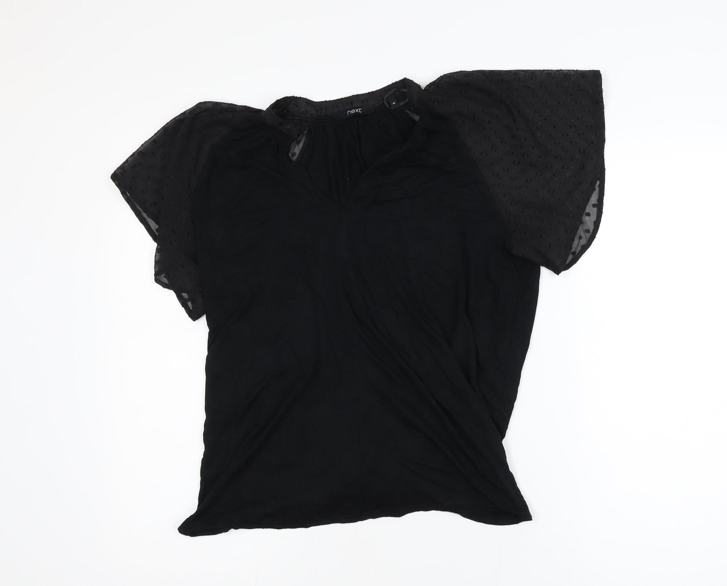 Next Women's Black Flutter Sleeve Tunic Blouse Size 10