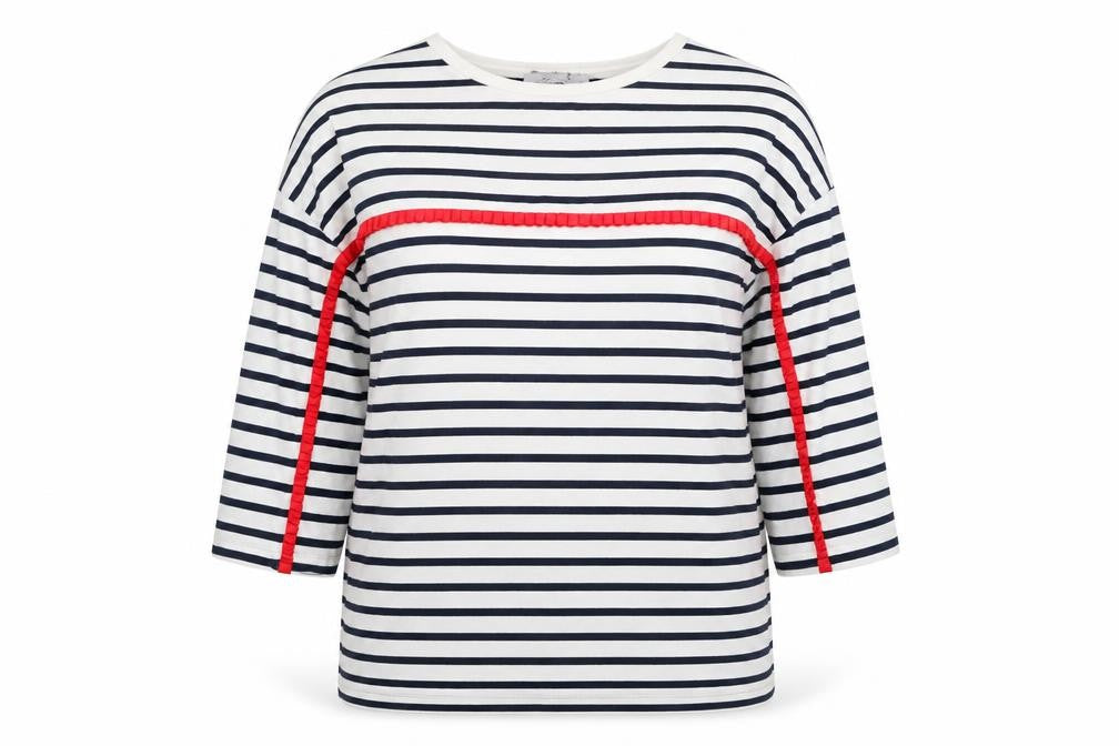 Marks & Spencer Womens Multicoloured Striped 3/4 Sleeve Crew Neck T-Shirt Size 14