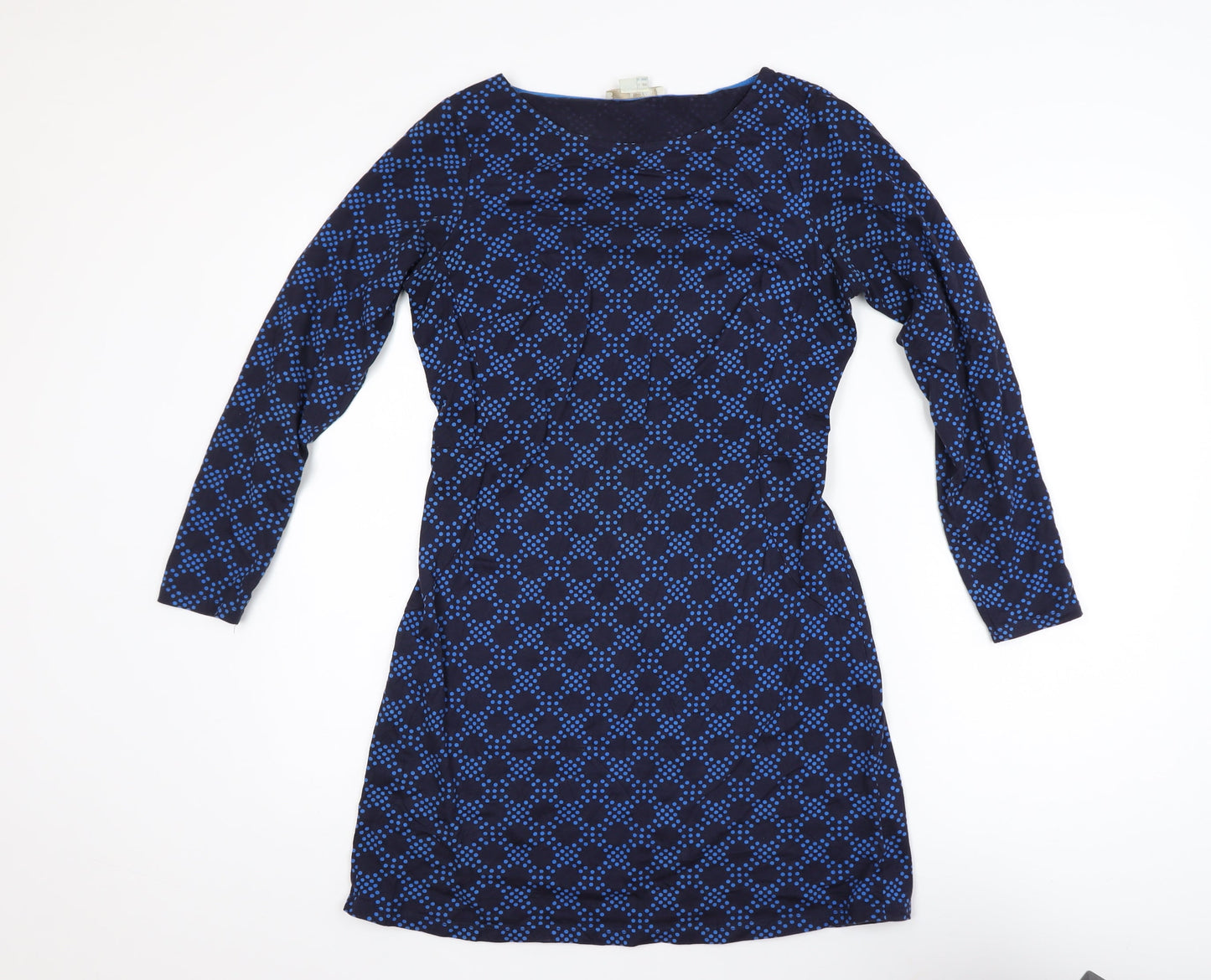 Boden Women's Blue Geometric Shift Dress Size 8 Long Sleeve