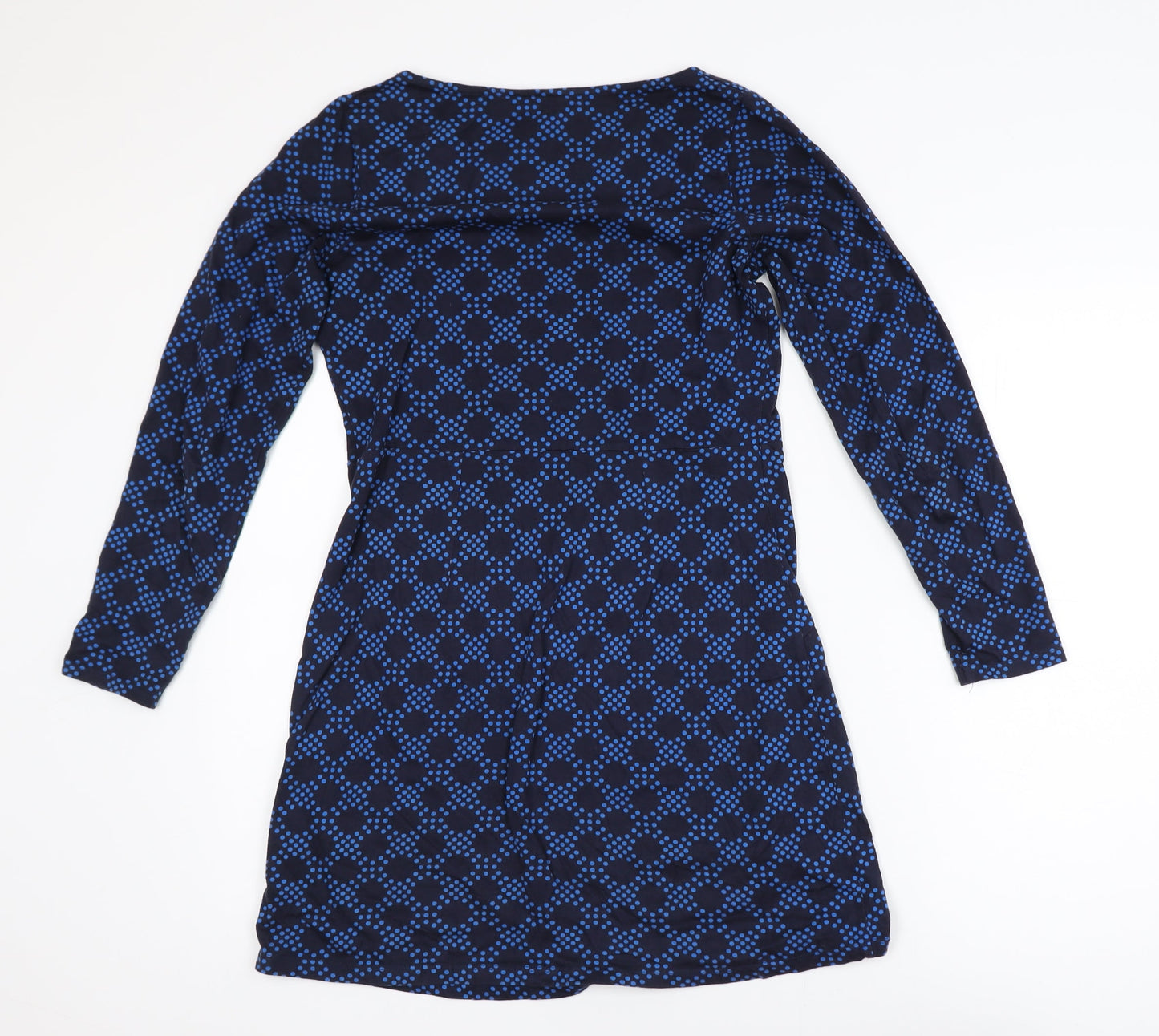 Boden Women's Blue Geometric Shift Dress Size 8 Long Sleeve