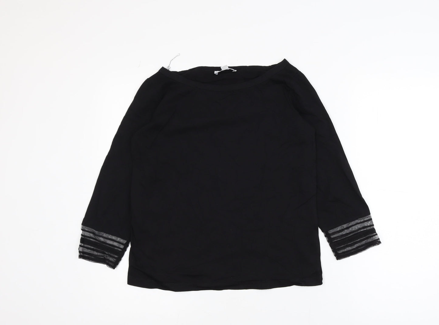 The White Company Women's Black 3/4 Sleeve Modal Cotton Blouse UK 8