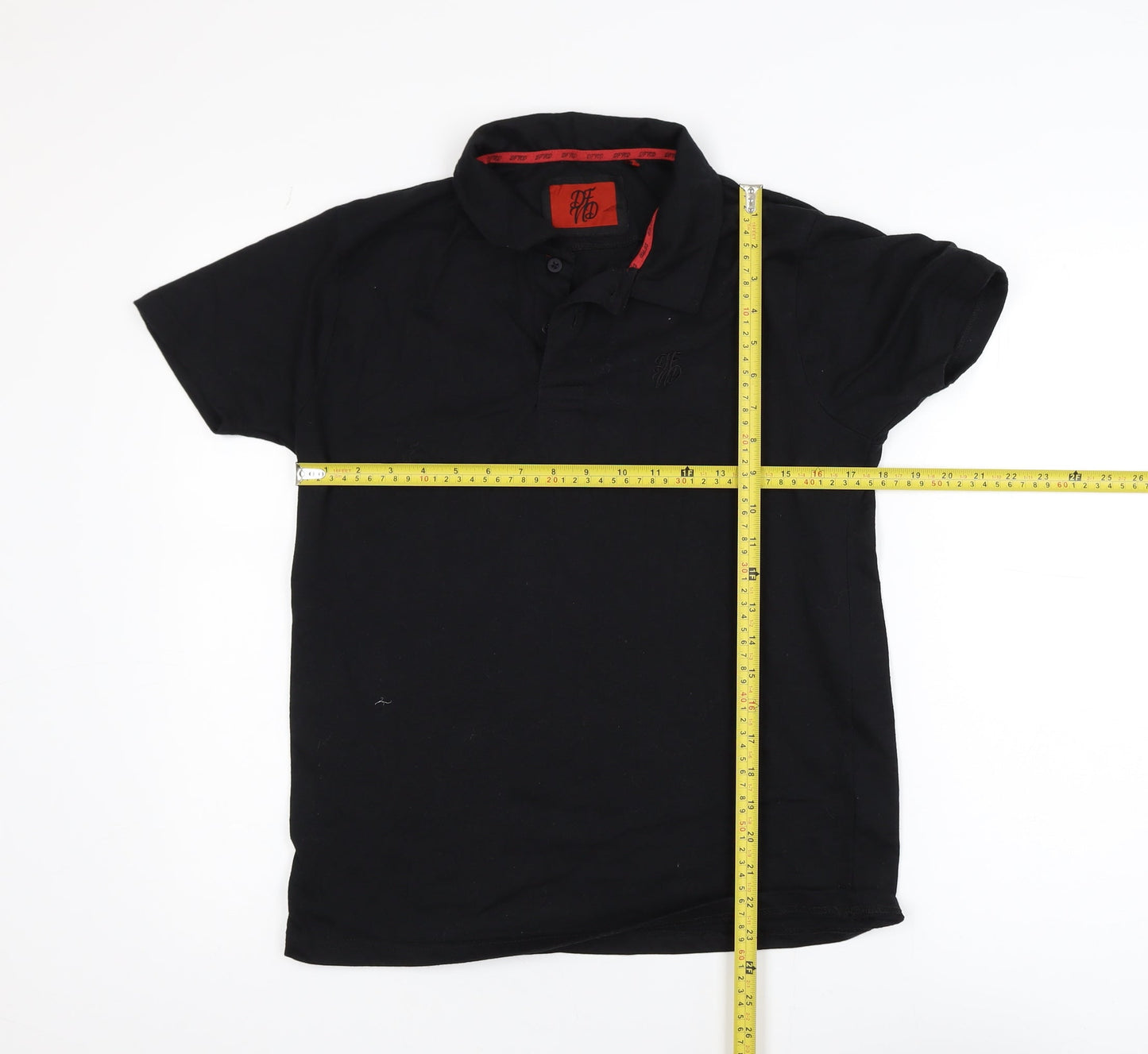 DFND Men’s Black Polo Shirt Medium Cotton Blend Logo