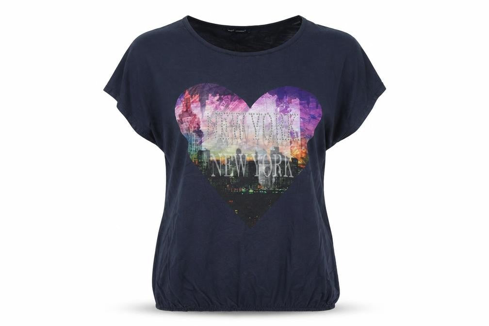 Next Womens Blue New York Heart Graphic T-Shirt Size 16 Polyester