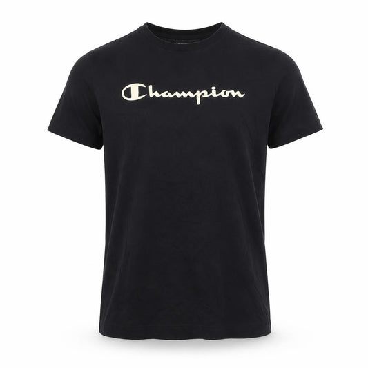 Champion Men's Black Small Logo Graphic Short Sleeve T-Shirt