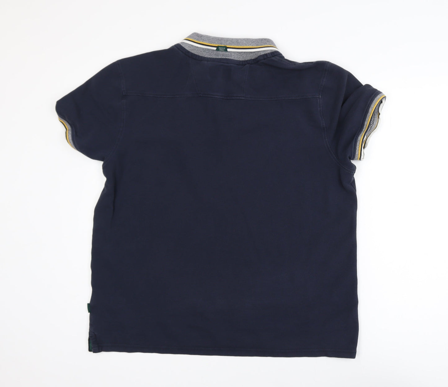 Racing Green Men's Blue Cotton Short Sleeve Polo Shirt L