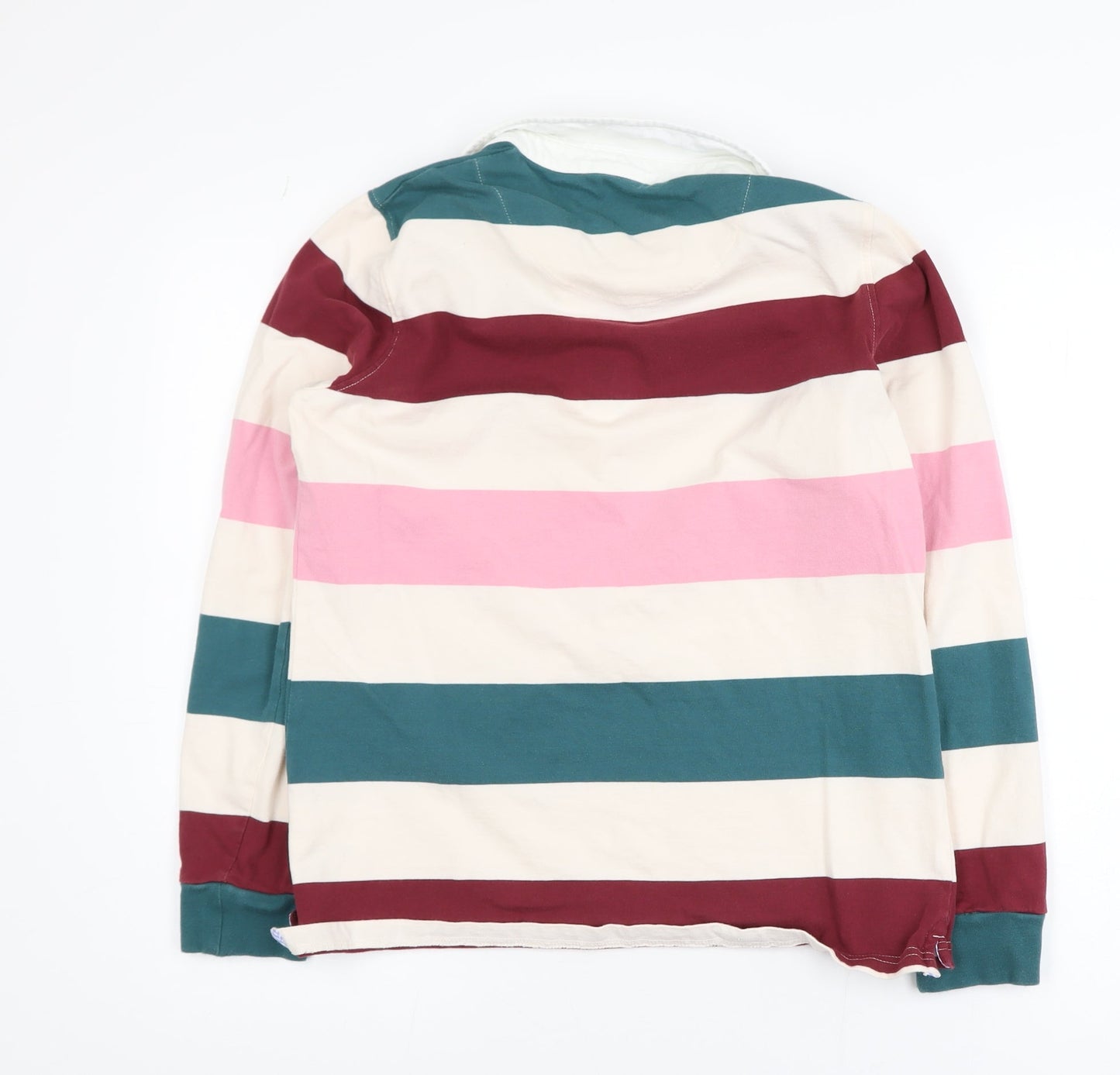Crew Clothing Company Women's Multicoloured Striped Cotton Long Sleeve Polo Size 12