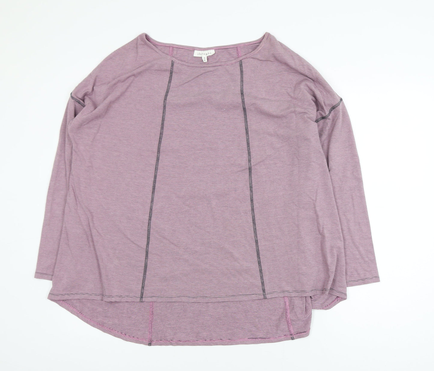 Thought Womens Purple Striped Long Sleeve Jersey Top Size 10